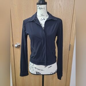 Cotélac Navy Blue Zipper Jacket Contrast Stitch Blazer